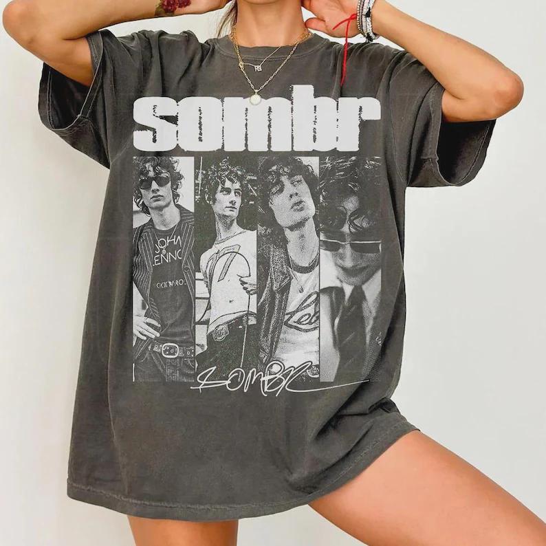 Retro Sombr Music Vintage Tshirt Gift For Women And Men Short Sleeve Tshirt Y2k Cotton Clothes Harajuku Casual Streetwear Tops