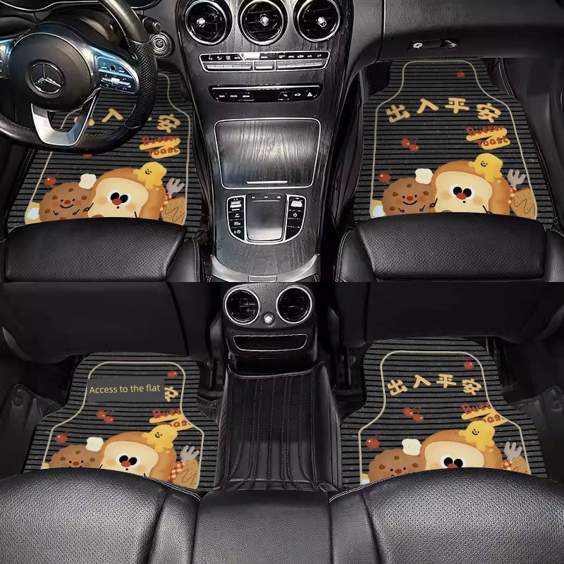 Cute Cartoon-Style Car Floor Mats, Dirt-Resistant and Soil-Scraping Resistant, Universal and Customizable Diatomaceous Earth One-Piece Car Carpet Mats