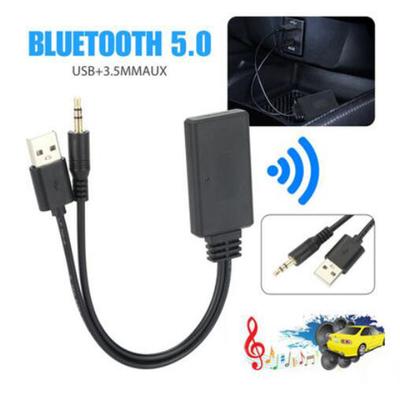 Bluetooth5.0 Receiver Adapter USB+3.5mmAUX Jack Stereo Audio For Car AUX Speaker