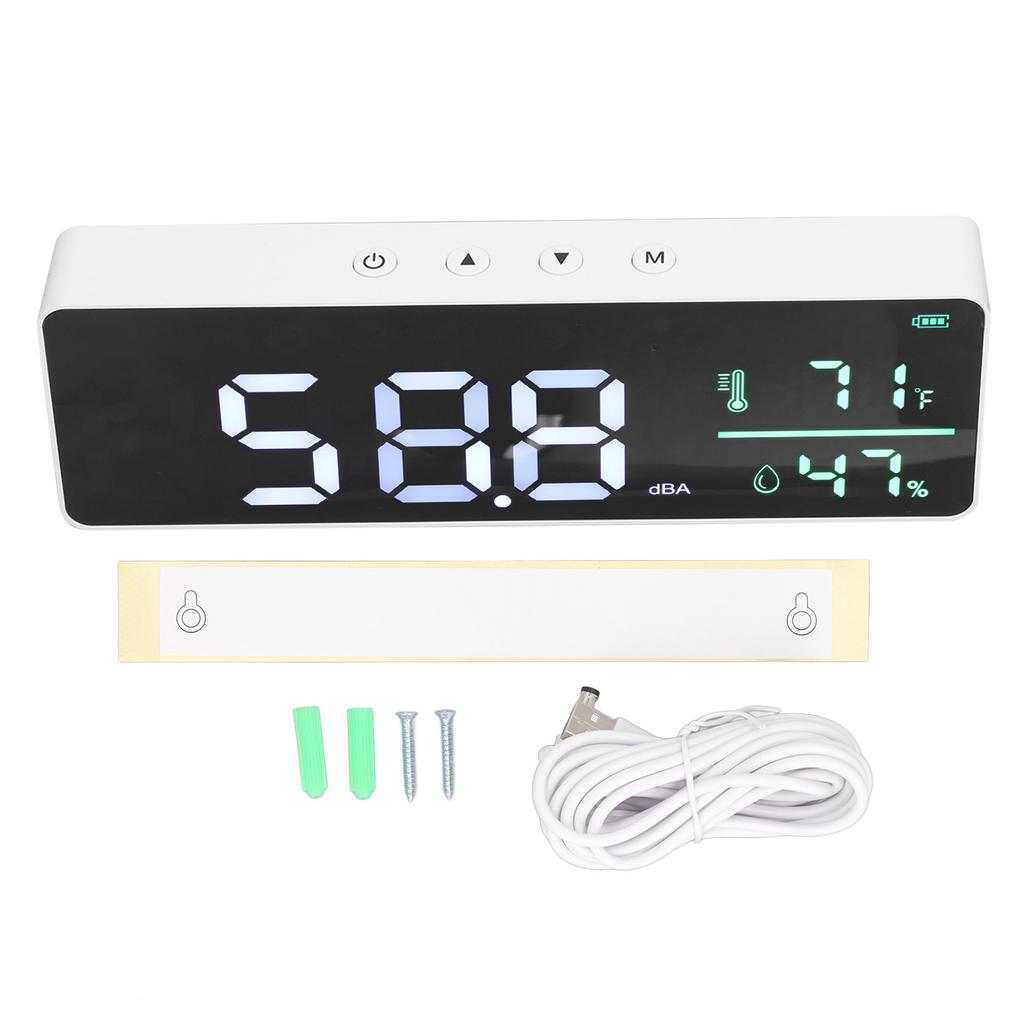 Miernik decybeli 3 w 1 30 do 130dBA LED naścienny odczyt poziomu dźwięku miernik wilgotności i temperatury