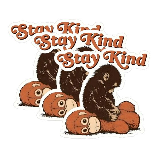 Punch The Monkey Sticker Cute Holding Plush Baby Monkey Toy Decal Warm Healing Stickers 3pcs