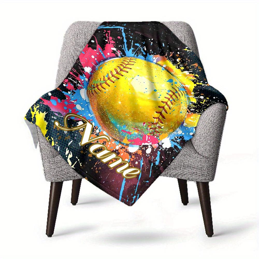 Softball Splatter Art Home Blankets Comfortable Soft Lightweight Allseason Multipurpose Blanket For Picnics Sofas Offices Beds Living Rooms Suitable