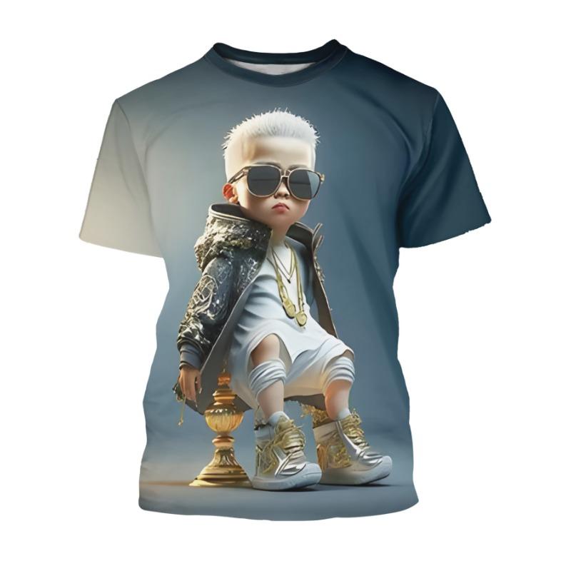 Hübscher Junge Muster T-Shirt Für Männer Persönlichkeit 3D Gedruckte T-Shirts Sommer Lässig Rundhals Tops Kurzarm T-Shirts