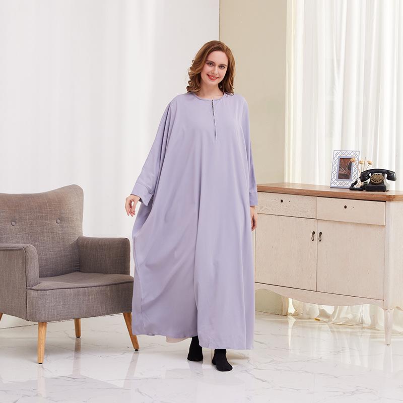 Big Swing Batwing Sleeve Solid Color Muslim Dress XG2056
