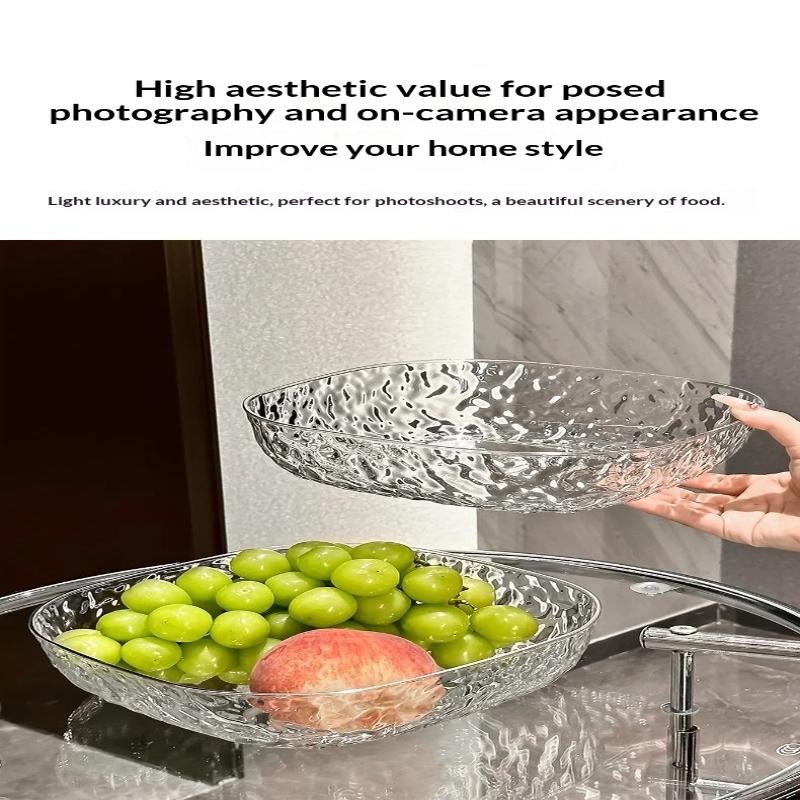 Clear Hammered Plastic Fruit Bowls Shatter Resistant Large Capacity For Kitchen Counter Fruits Veggies Snacks