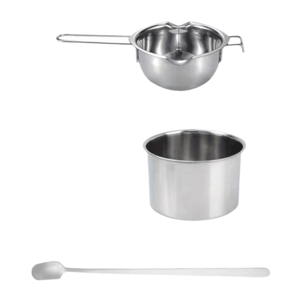 V Shape Flow-through Port Double Boiler Water Bath Pot Butter Heating Boiler Candy Soap Making 3pcs set