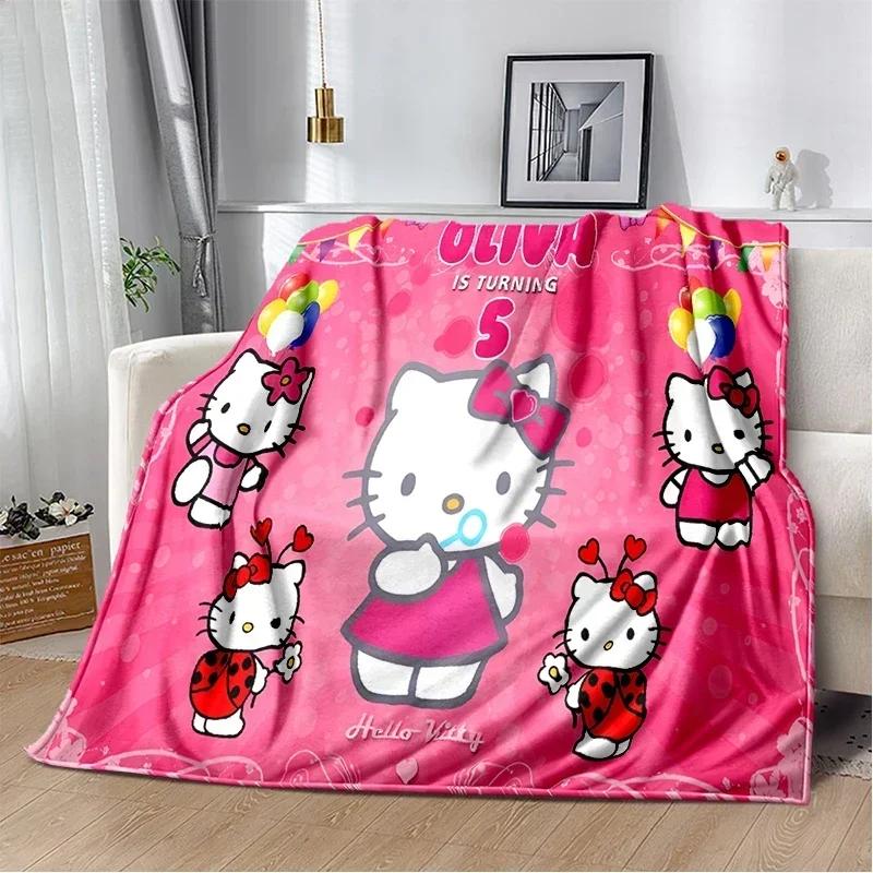 HelloKitty Cartoon Anime Kawaii Blanket for Kids Super Soft Cute Blanket for Travel Bedding Couch Sofa Bed Blanket Birthday Gift