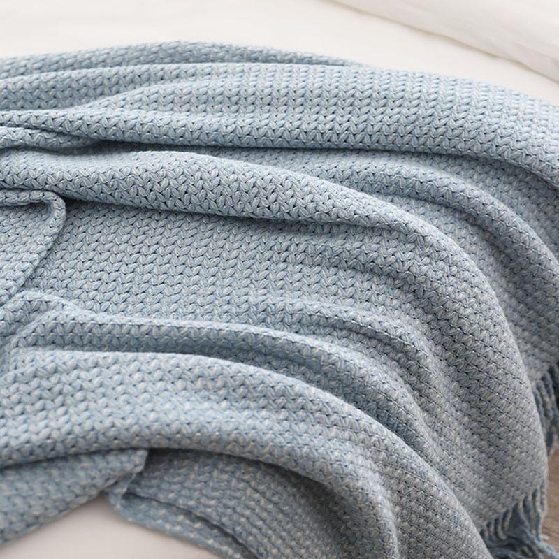Nordic Knitted Throw Blanket Luxury Sofa Cover Thickened Two-color Wool Blanket With Tassels Modern Design Bedspread Soft Shawl