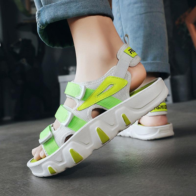 Fashion 2024 Summer Trendy Green Couples Shoes Men's Beach Shoes  Women's Chunky Sandal Lightweight Peep-Toe Shoes Zapatos Para Mujeres