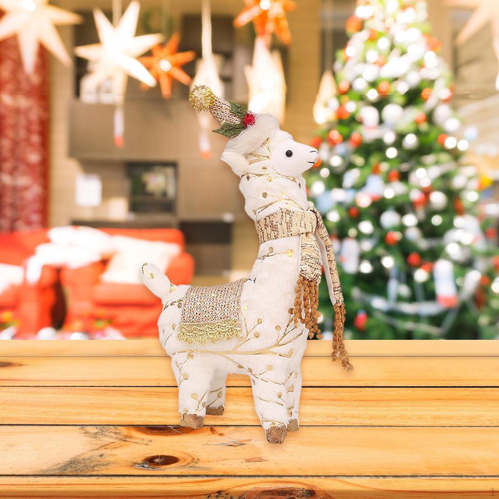 Alpaca Figurine Ornament Doll Christmas Standing for Office Holiday