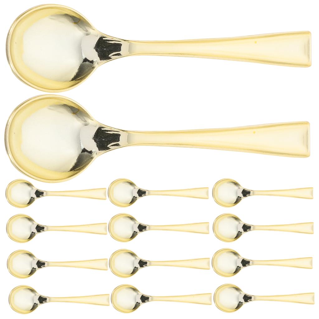 72PCS Plastic Disposable Golden Mini Spoon Set Plastic Imitate Metal Flatware for Barbecue Party Picnic
