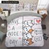 Cartoons Niedliche Katze Bettbezug Bettdeckenbezug Kissenbezug Junge Mädchen 2/3-teiliges Bettwäscheset King Queen Größe Kitty Polyester Bettdeckenbezug