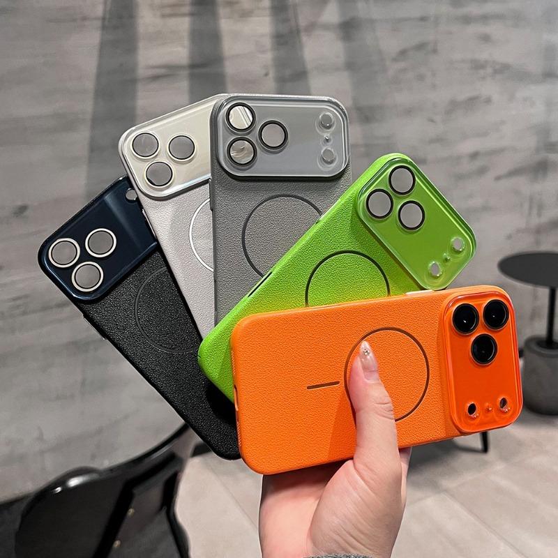Magnetyczne Etui na Telefon o Skórzanej Teksturze Kompatybilne Z Iphone Obsługuje Ładowanie Bezprzewodowe Odporne na Wstrząsy Pokrowiec Ochronny
