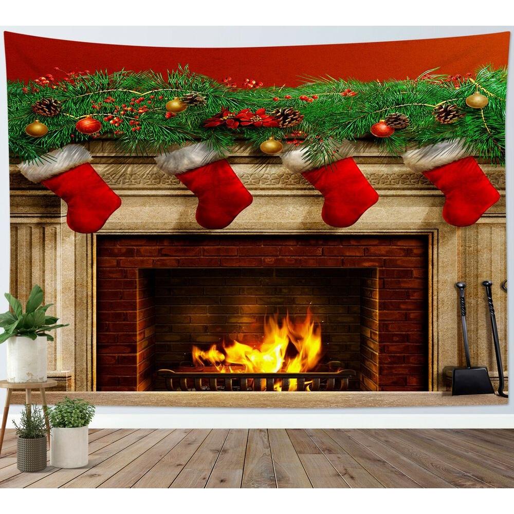 

Tapestry new red socks warm fireplace 75x100