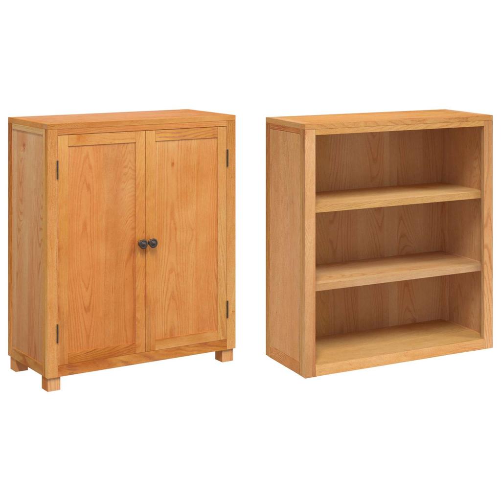 Storage Furniture Set with Storage Compartment and Doors Brown Wood Based Material