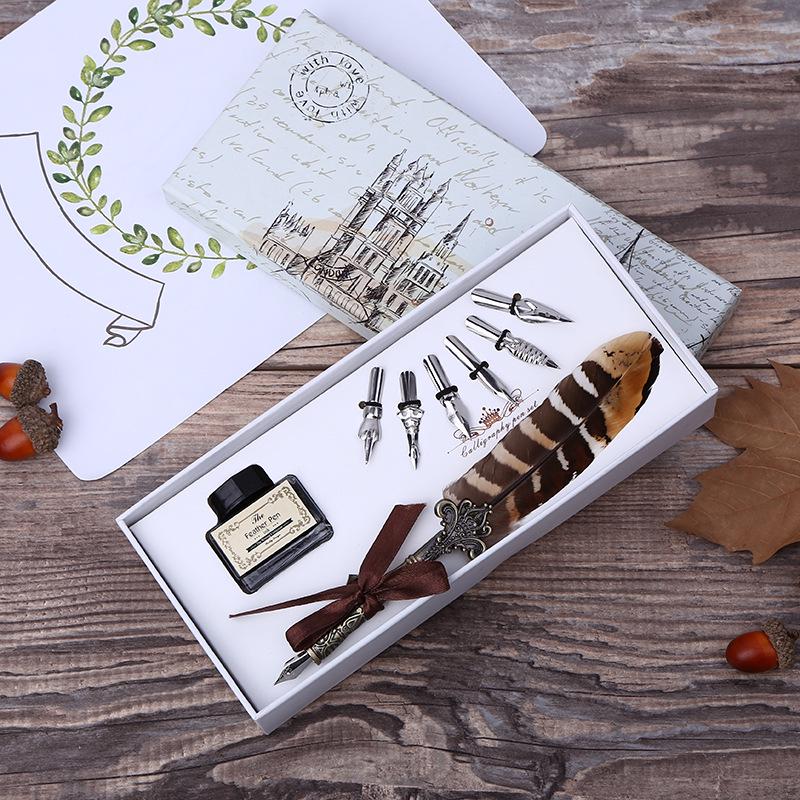 

European Retro Feather Pen Set: Creative Fountain & Dip Pens - Perfect for Teacher s Day or Birthday Gifts