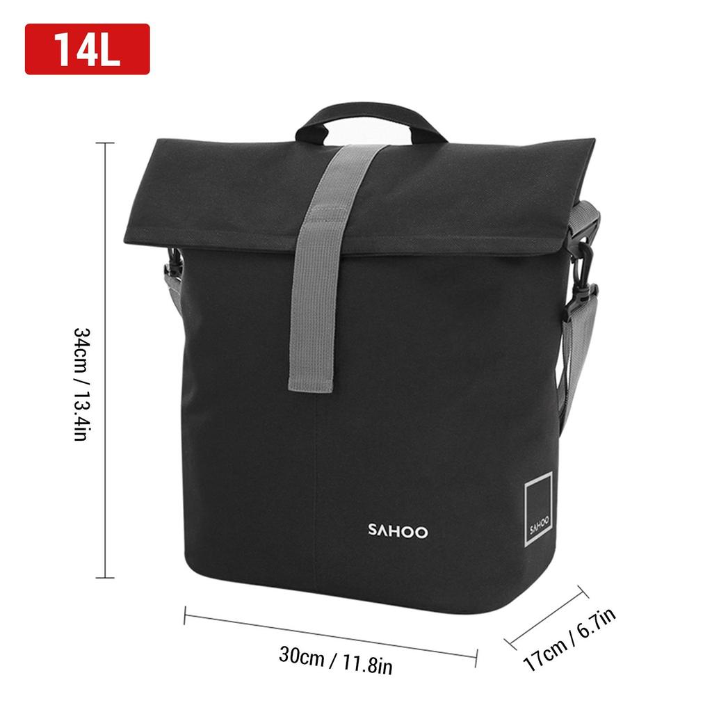Bike Rear Seat Bag 14L Large Capacity Bicycle Rear Rack Bag Bike Pannier Crossbody Bag for Cycling Traveling Commuting