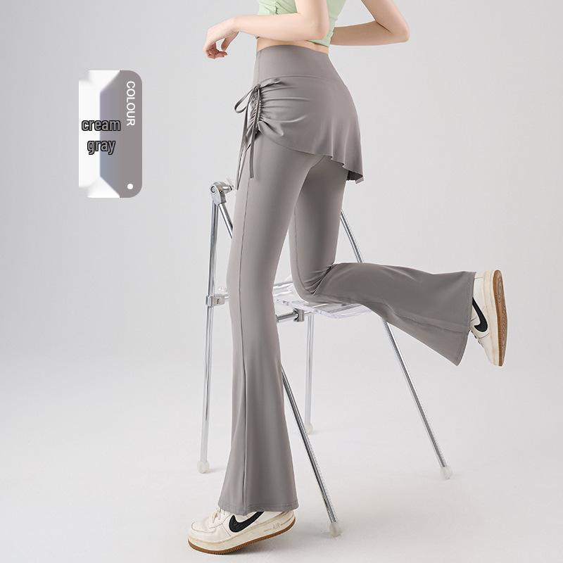 

High Waist Drawstring Skirted Culottes: Women s Yoga Pilates Micro Flared Pants XL