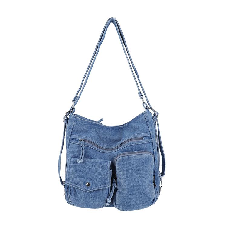 

Джинсовая сумка-багет большой вместимости, женская сумка через плечо светло-синий