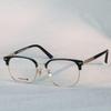Men's Retro Full-Frame Pure Titanium Eyeglass Frame with Brow Bar - Prescription Ready.