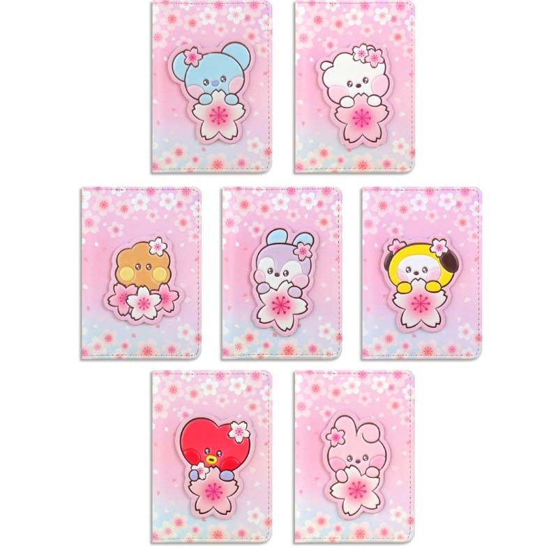 

BTS BT21 Official Leather Patch Card Case CHEERY BLOSSOM Authentic CHIMMY