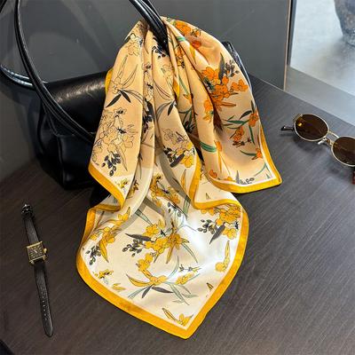 Cachecol de Seda 100% Natural Xales Femininos Envoltórios Foulard Lenços Pashmina Lenço de Pescoço Feminino Hijab Bandana Primavera bufanda