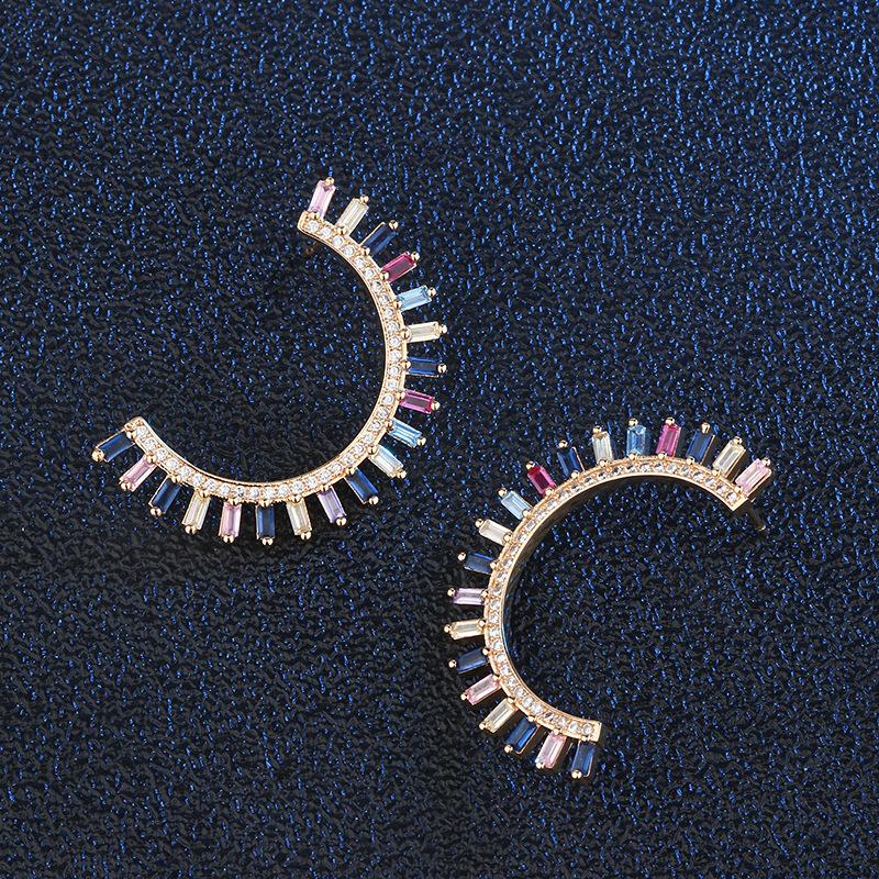 South American Jewelry Brazilian Glass Stone Color Matching Earrings Versatile Simple Geometric Zircon Earrings