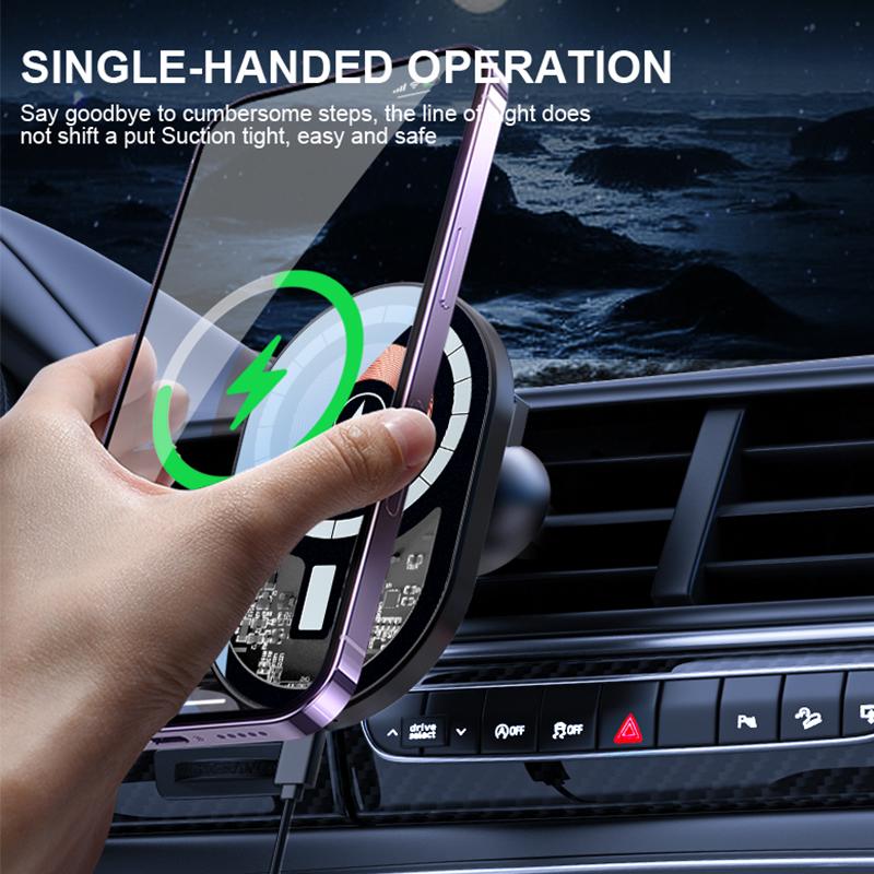15W Wireless Car Chargers Transparent MagnetiAir Vent Phone Holder For iphone 12 13 14 Pro Max Macsafe Fast Charging Charger