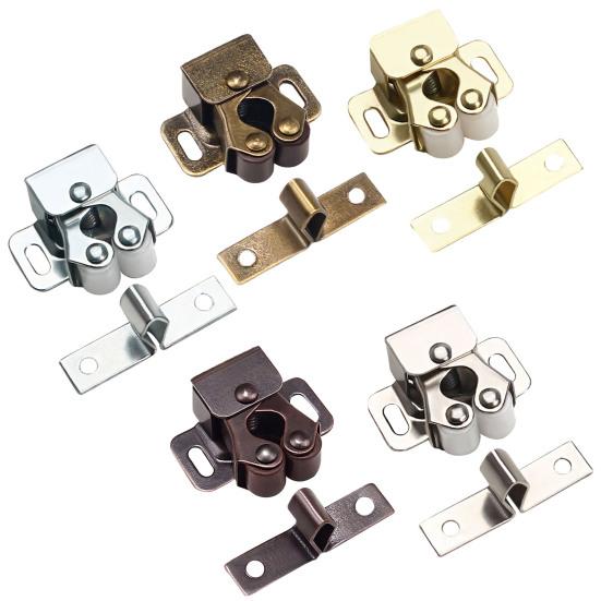 4Pcs Sturdy Door Bead Lock Fine Workmanship Corrosion-resistant Door Hardware Two-wheel Touch Beads Lock Wardrobe