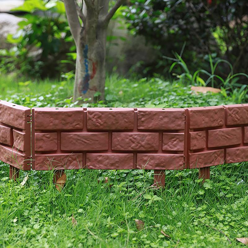 Flower Bed Edging Plastic Garden Fence Diy Edging Stones Brick Effect Lawn Edging Flower Bed Plant Border Brown Landscaping