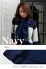 Vita Natur Premium Cashmere Large 35cm Wide Scarf x Solid Color 100% (Unisex) (186cm 35cm) (Navy)