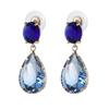 New Fashion Female Earrings  Sterling Silver Blue Waterdrop Zircon Earrings for Women Statement Long Earrings  Gift