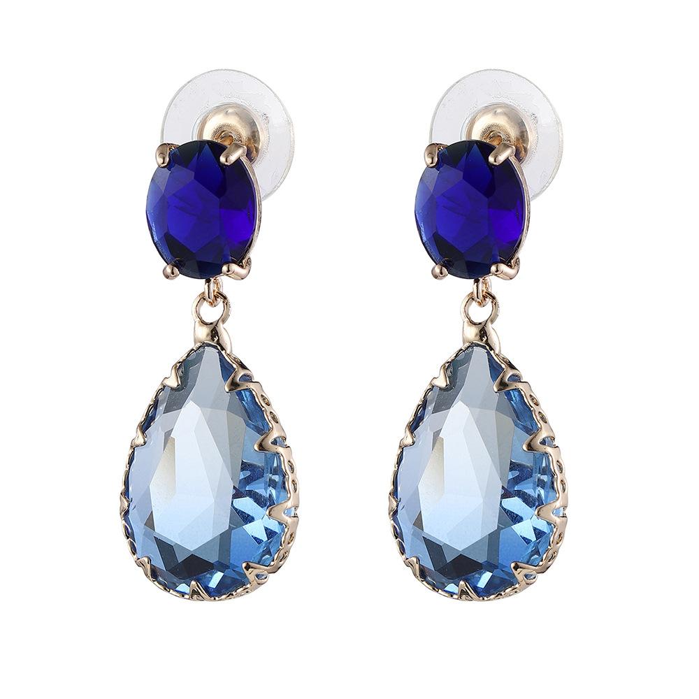 New Fashion Female Earrings  Sterling Silver Blue Waterdrop Zircon Earrings for Women Statement Long Earrings  Gift
