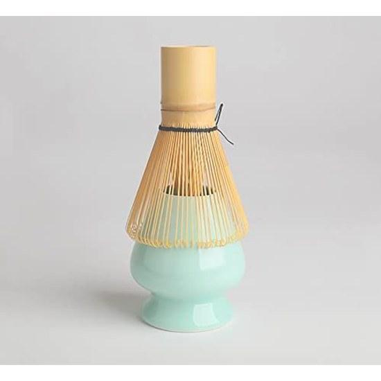 Chasen holder straightener rest tea ceremony tools matcha set ceramic (green)