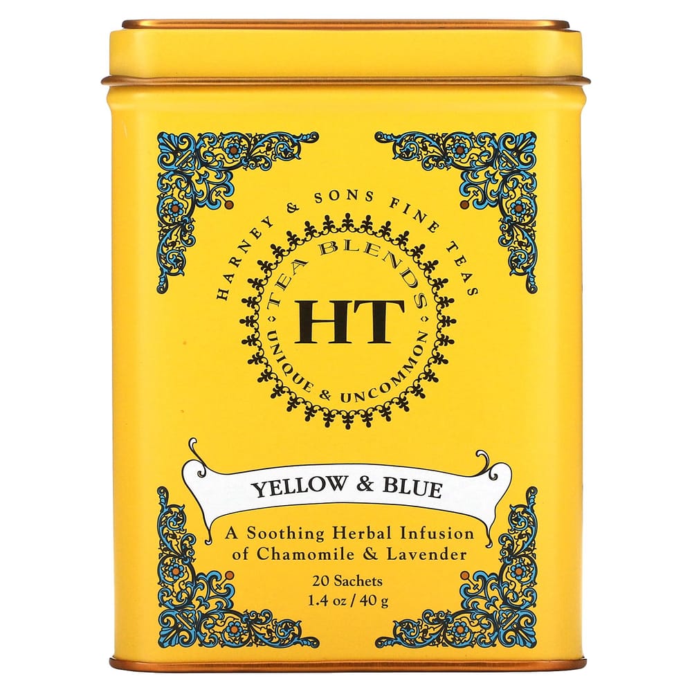 iHerb Harney & Sons HT Tea Blend, Yellow & Blue Chamomile & Lavender, Caffeine-Free Tea Bags, 20 Count, 40g (1.4oz)