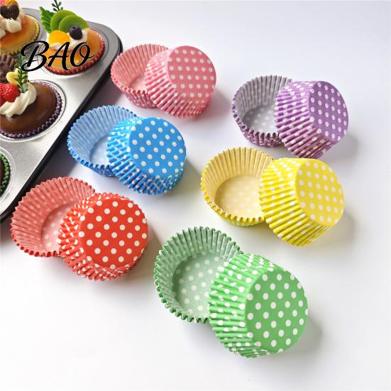 Greaseproof Paper Molds 100PCS Disposable Cupcake Liners, Food-Grade Baking Cups, Polka Small Event Tools Dot Print Standard Muffin for Home
