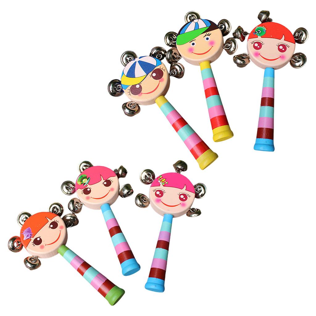 Pack Of 6 Cartoon Rattle Drum Toy For Babies Promoting Sensory Auditory Development And Hand Coordination For Easy Grip