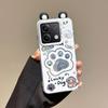 KEYSION Cute Ear Cartoon Case for Redmi Note 13 Pro 5G with Lanyard Soft Silicone+PC Shockproof Phone Cover for Xiaomi POCO X6 5G