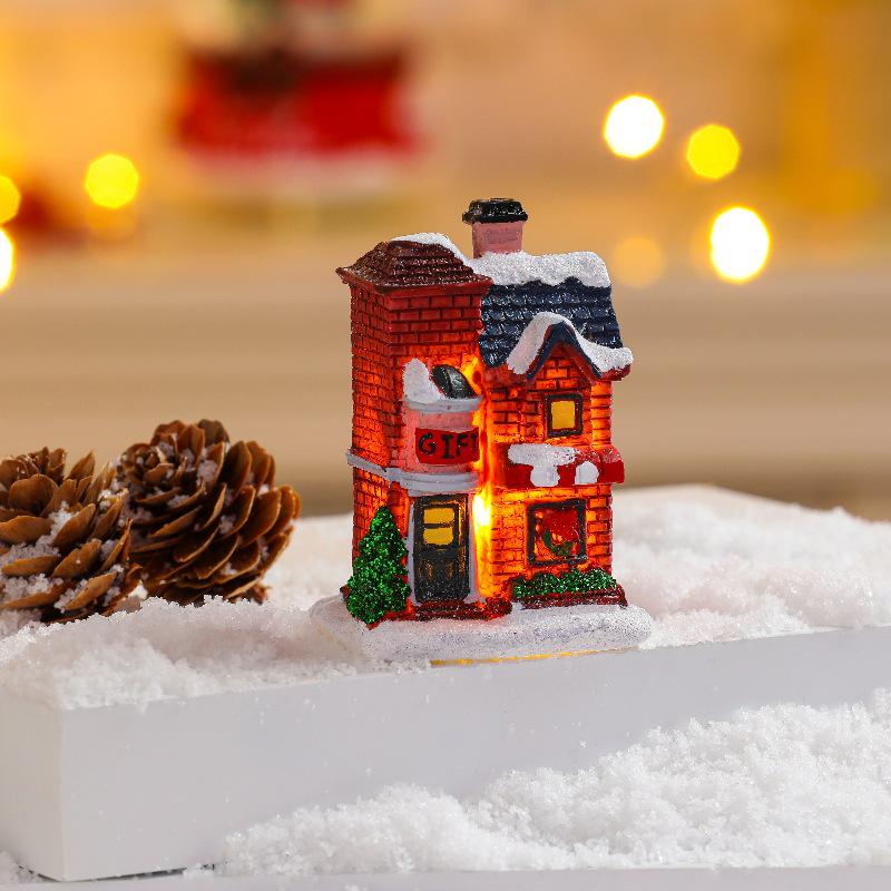 Festive Glowing Resin Small House - Holiday Window Display & Kids' Gift