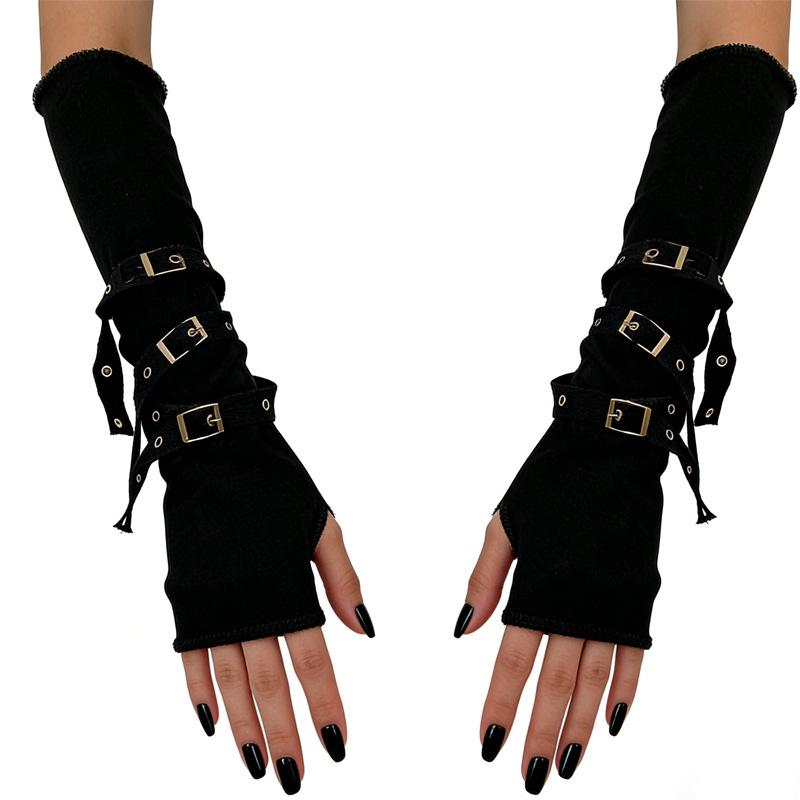 Dark Style Fingerless Motorcycle Gloves – Hot Girl, Neutral Spring/Summer Sleeves, European & American Style.