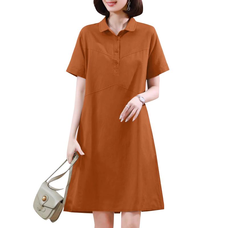 

Женское летнее платье ZANZEA с отложным воротником и короткими рукавами 5XL оранжевый