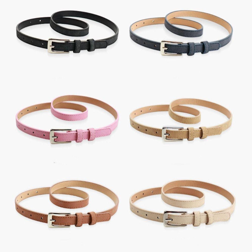 Luxury Design Suede Leather Belt Pin Buckle Frosted Waistband Business Waist Belt  For Women