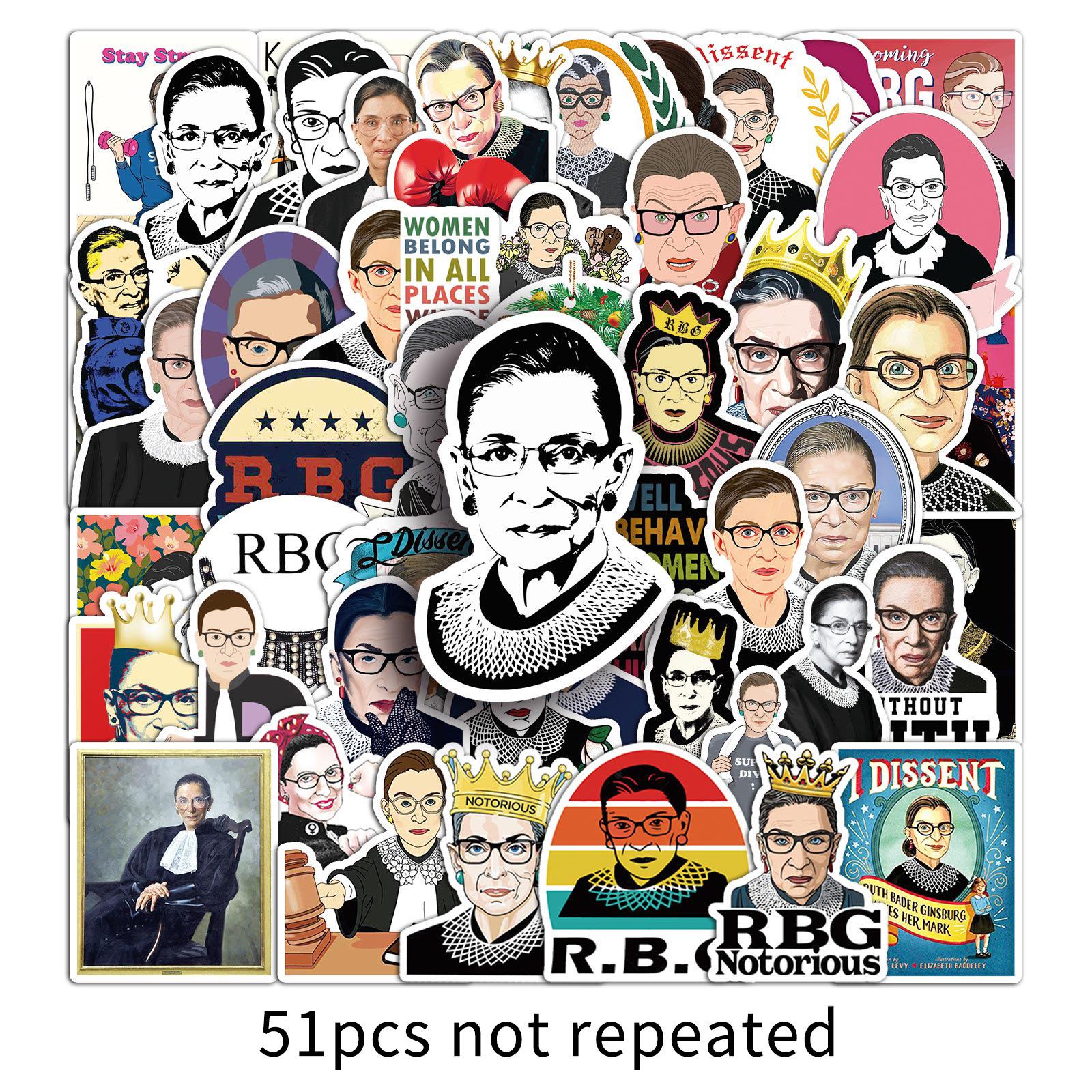 51pcs RBG Stickers: Female Supreme Court Justice Ginsburg Film & TV Waterproof DIY Notebook Planner Stickers