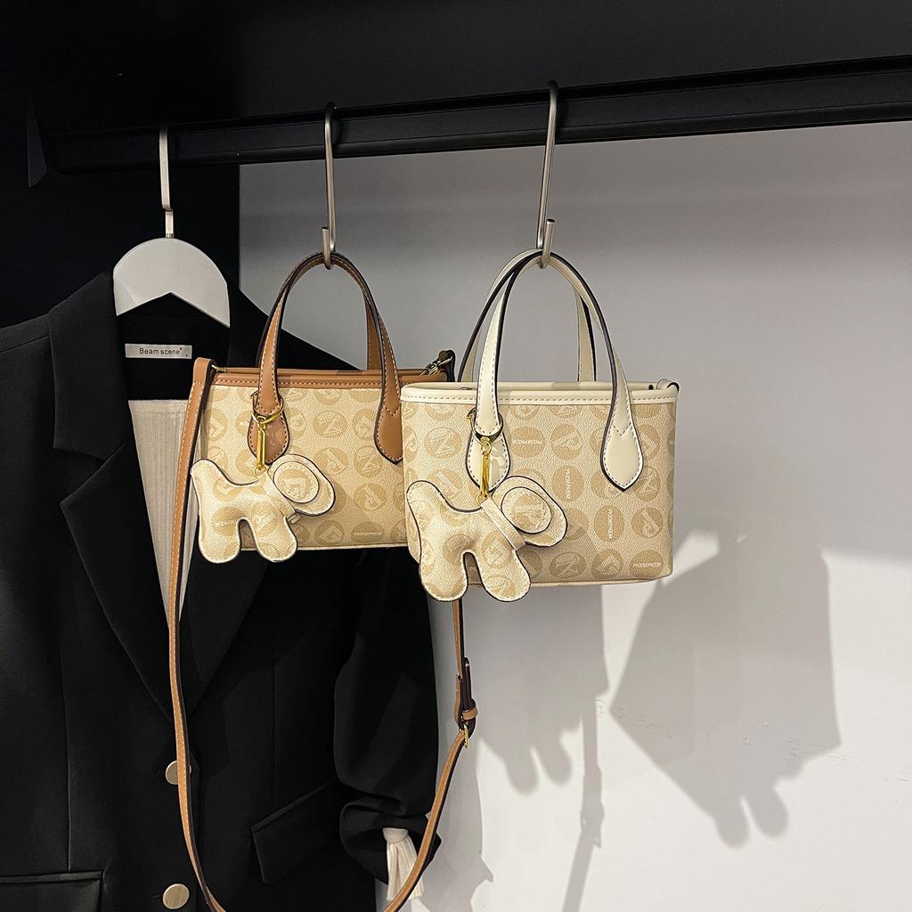 New fashionable high-end dishes contrasting color basket bag portable shoulder crossbody trendy women's bag