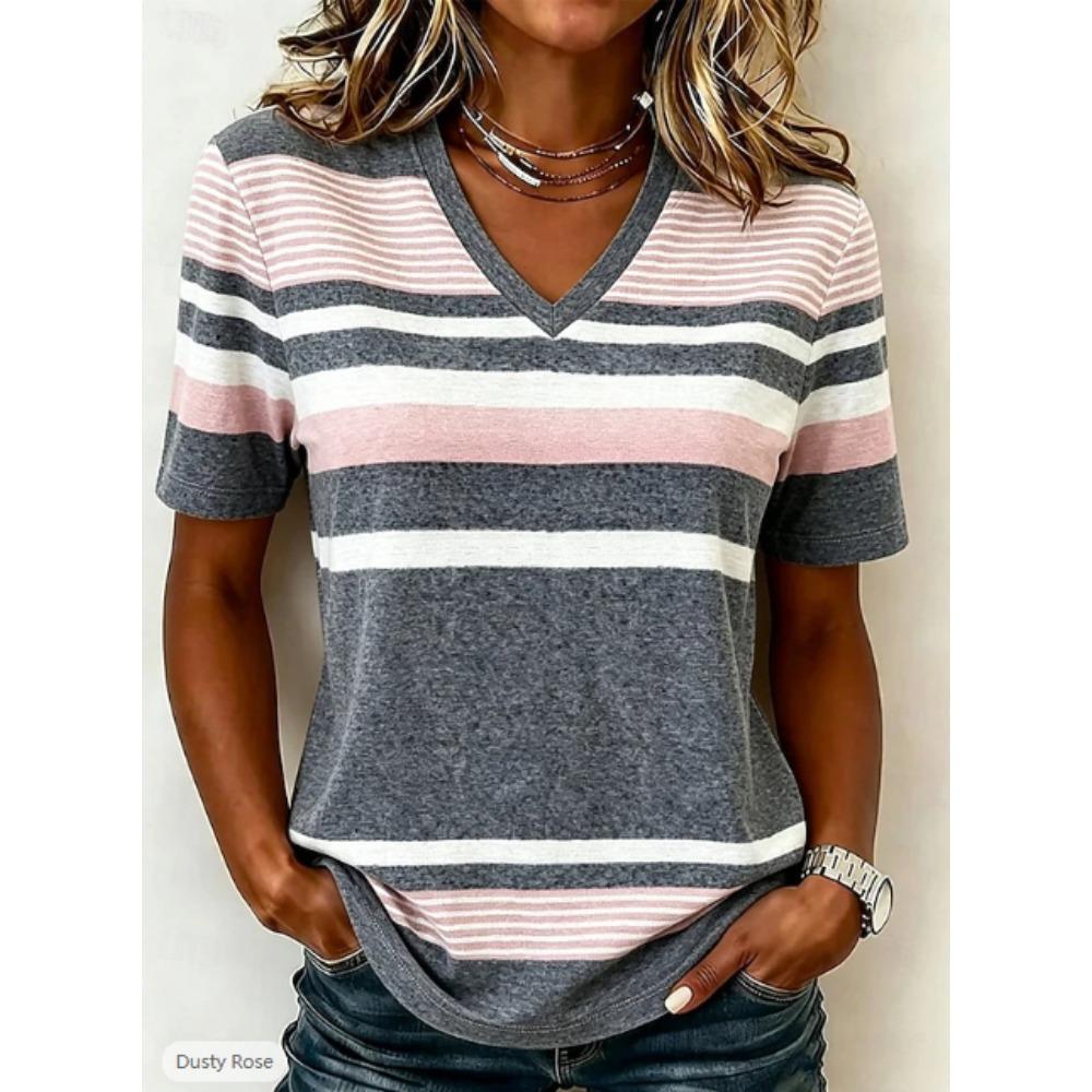 Women Summer T Shirt Retro Geometric Pattern Print Short Sleeve Tees Casual Printed Tops XS