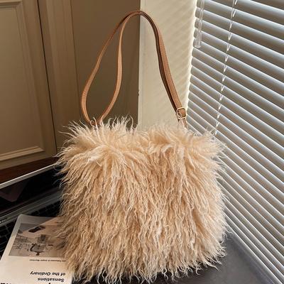 Niche Work Commute High-value Plush Bag Autumn New Simple Hand-held Underarm Feather Bag