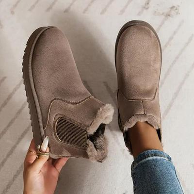 Weiche Damen Kurzstiefel in Unifarben - Ultra bequem, Plüschfutter, Zum Hineinschlüpfen, Warme Winterstiefel für den lässigen Alltag