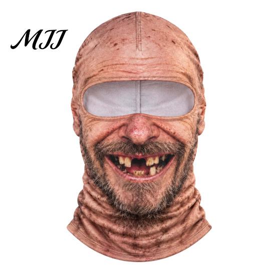 Snowboarding Head Neck Cover Old Man Ski Masque, Winter Funny Full Face Balaclava with Accessories for Men Women Coverage, Realistic Pattern