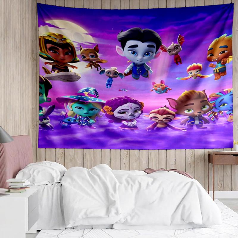 Super-Monsters Print Tapestry, Backdrop, Easy Setup, Ideal for Bedroom, Office & Living Room, with Aesthetic Wall Hanging Decor.