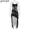 BITCED Summer Women's Solid-Colour Slim-Fit High-Waisted Fashion Strapless Backless Lace Dress